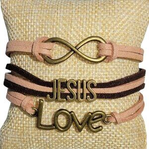 3/$20 Christian Jewelry Jesus Infinity Love Fashion Bracelet Brown and Bronze